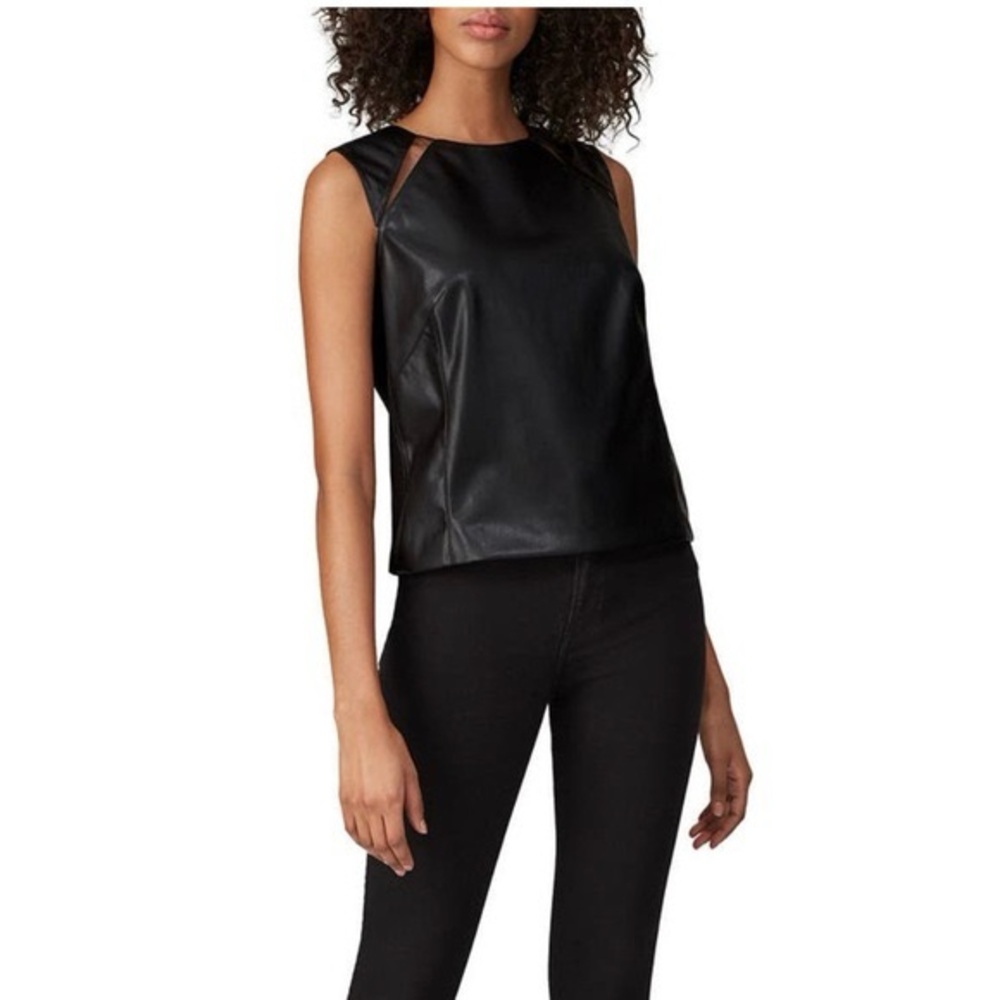 KF Kaufman Franco | Faux Leather Cutout Sleeveless Top | Sz 4